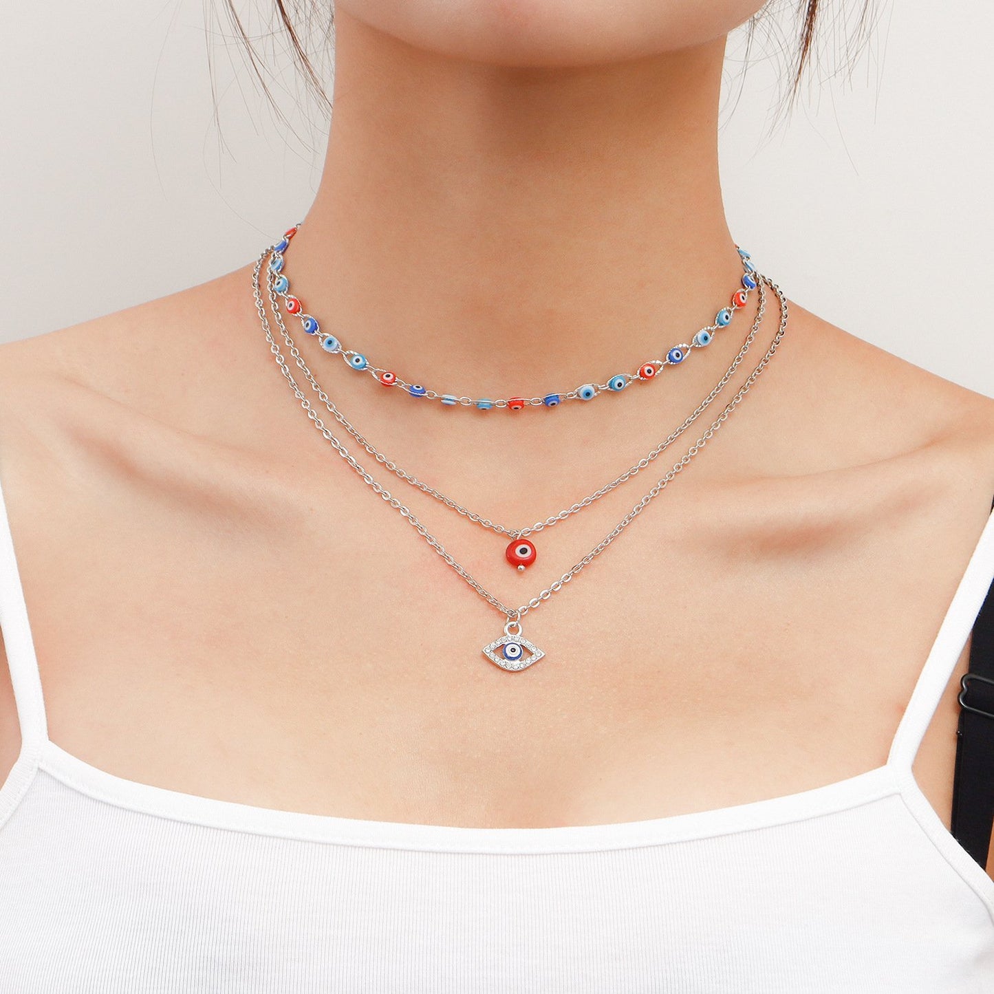 Jewelry Multi-layer Devil's Eye Pendant Necklace Women's Versatile Light Luxury Creative Design Necklace