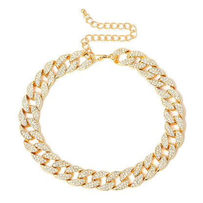 Popular jewelry personality fashion minimalist diamond-studded Cuban chain hipster necklace bracelet collection