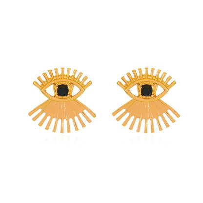 Retro Exaggerated Eye Earrings Female Fashion Simple Ethnic Eyelash Stud Earrings