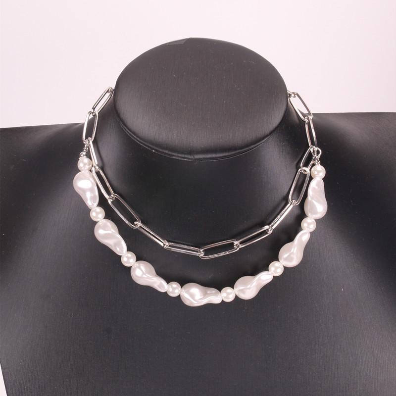 Temperament Baroque Imitation Pearl Multilayer Necklace Double Versatile Chain Beaded Necklace Women's Jewelry