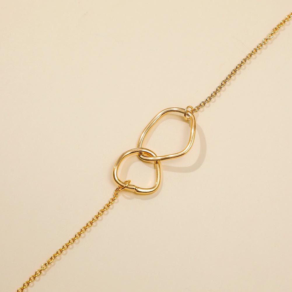 INS fashion simple irregular size circle double ring interlocking necklace street fashion jewelry