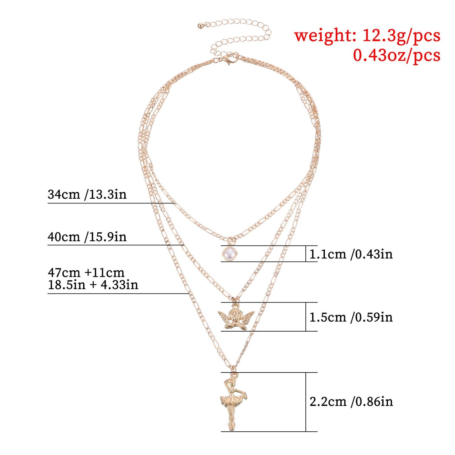 Jewelry fashion angel wings ballet girl personality necklace female retro temperament popular