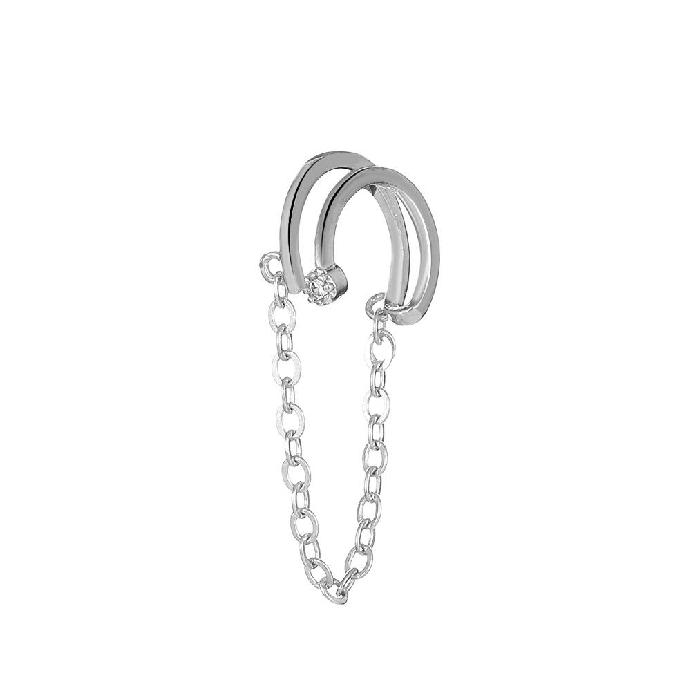 Small fresh metal chain ear clip single personality high-end retro hole-free earrings super fairy earrings for girls