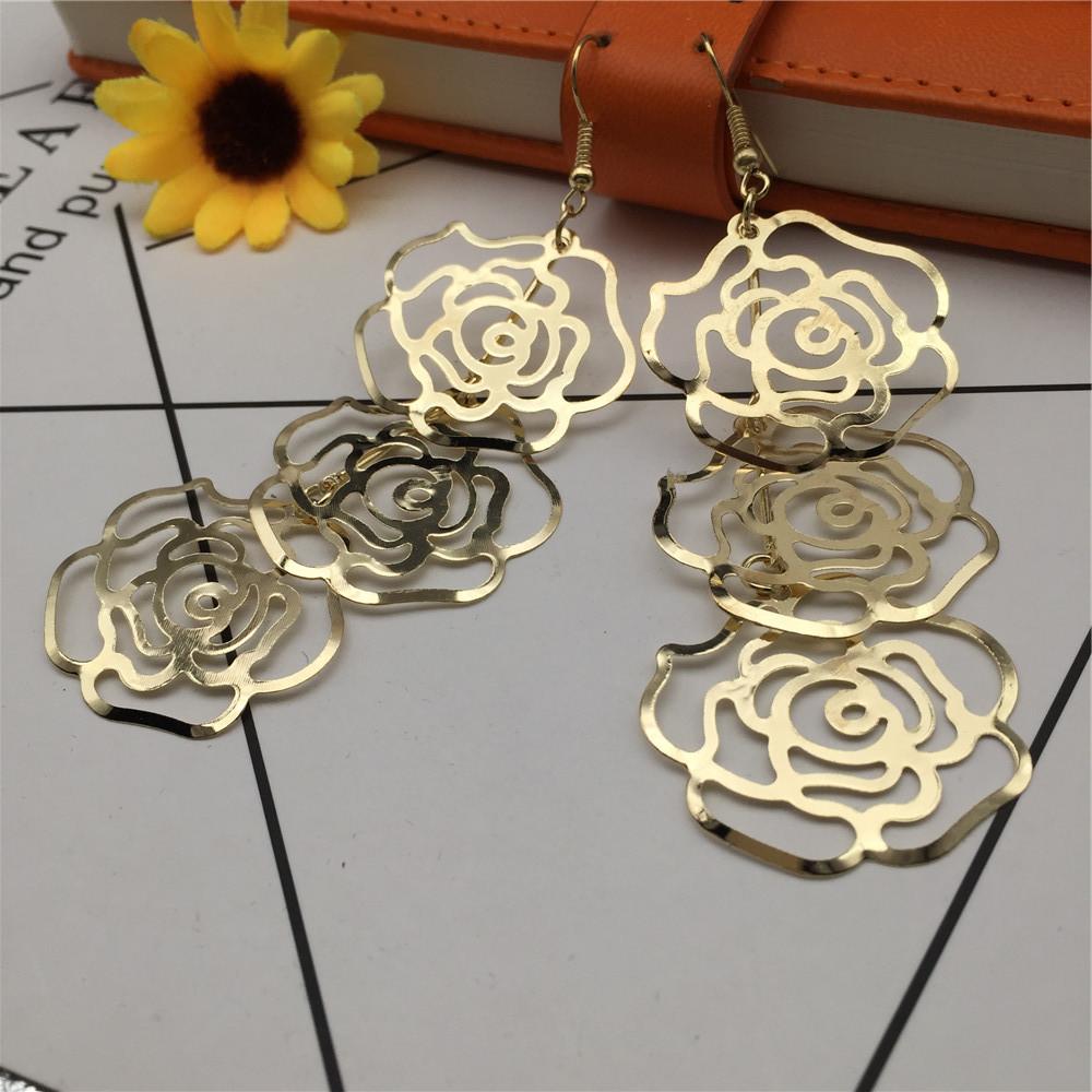 Hollow rose multi-layered earrings for women with versatile earrings