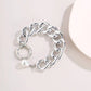 Fashion Jewelry Exaggerated Hollow Aluminum Chain Punk Hand Decoration Imitation Pearl Chain Mix Bracelet Women