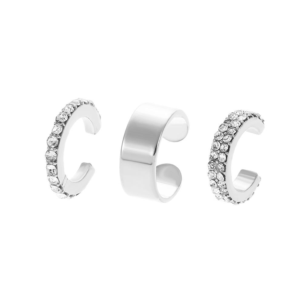 ins simple zircon ear clip without ear hole French light luxury geometric ear bone clip set Mori super fairy earrings