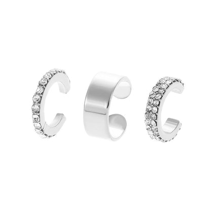 ins simple zircon ear clip without ear hole French light luxury geometric ear bone clip set Mori super fairy earrings