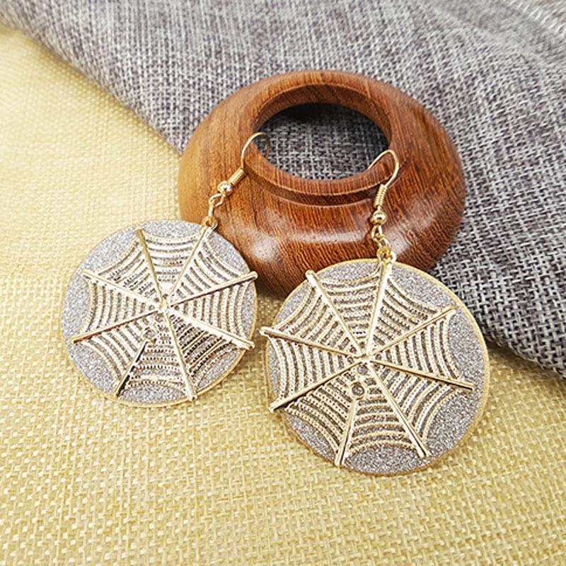 Earrings fashion retro disc spider web frosted earrings vintage earrings