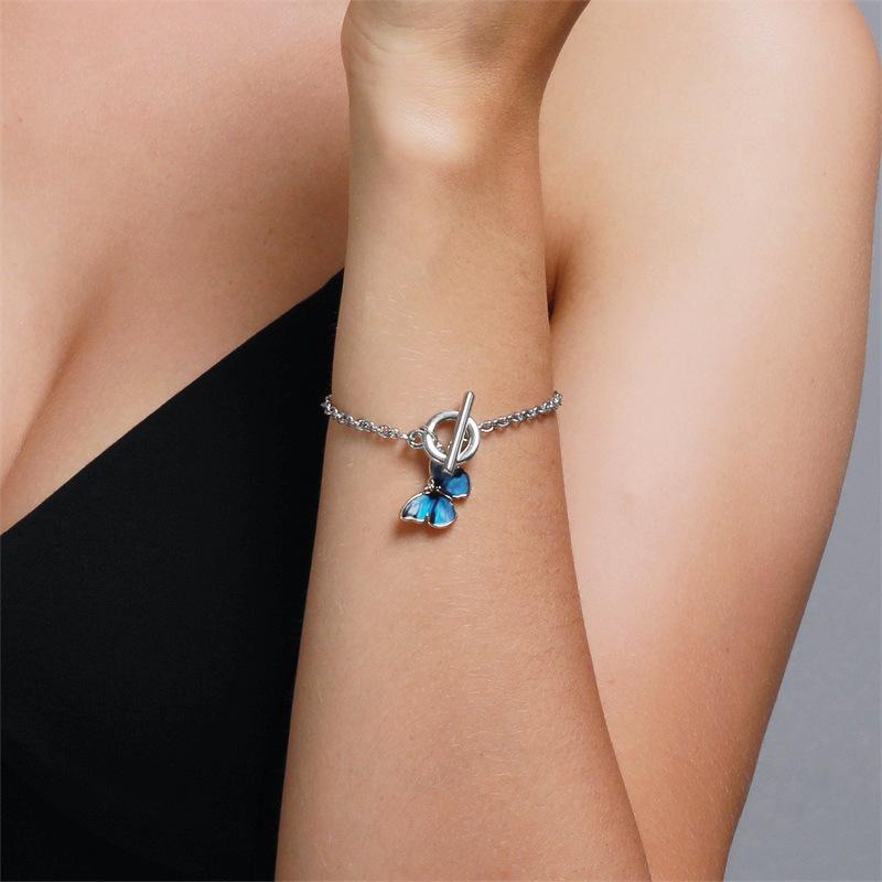 Ins net red gradient butterfly necklace Mori color small fresh couple clavicle chain butterfly bracelet