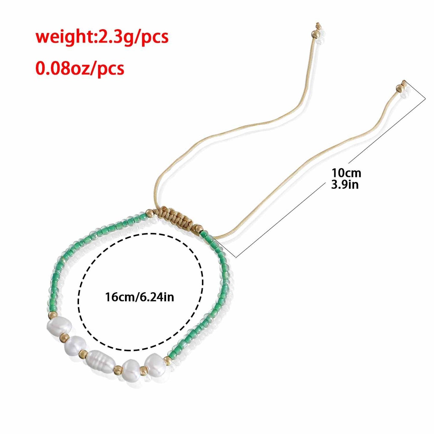 Jewelry ins adjustable special-shaped imitation pearl transparent rice bead color hand rope female colorful rope