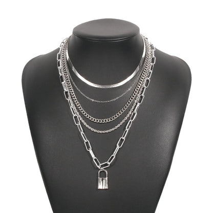 N915 Fashion Chain Necklace Personality Exaggerated Net Red Lock Pendant Necklace Street Shoot Punk Necklace Female
