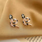 Ins exaggerated cobra earrings fashion temperament micro-inlaid zircon contrast color beauty snake animal earrings earrings