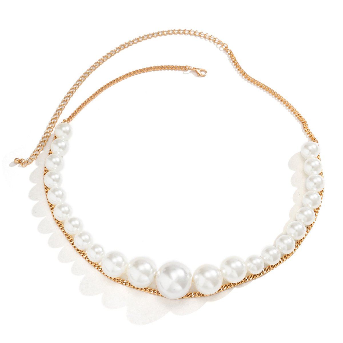 Jewelry Temperament Simple Imitation Pearl Double Layer Body Chain Fashion Versatile Metal Chain Waist Chain Women