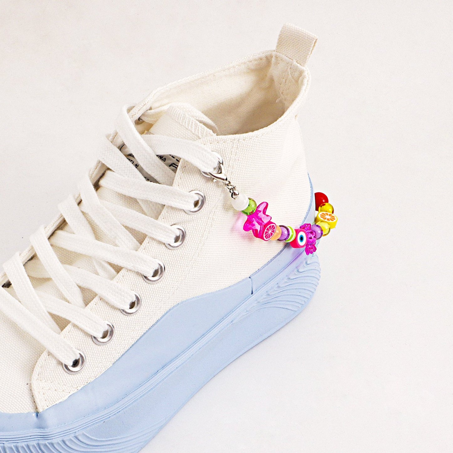 Simple woven letters national soft pottery fruit foot decoration creative color contrast multi-element shoe chain women