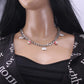 Net red trendy brand dripping blood jewelry bloodthirsty male and female clavicle chain ins pearl titanium steel necklace