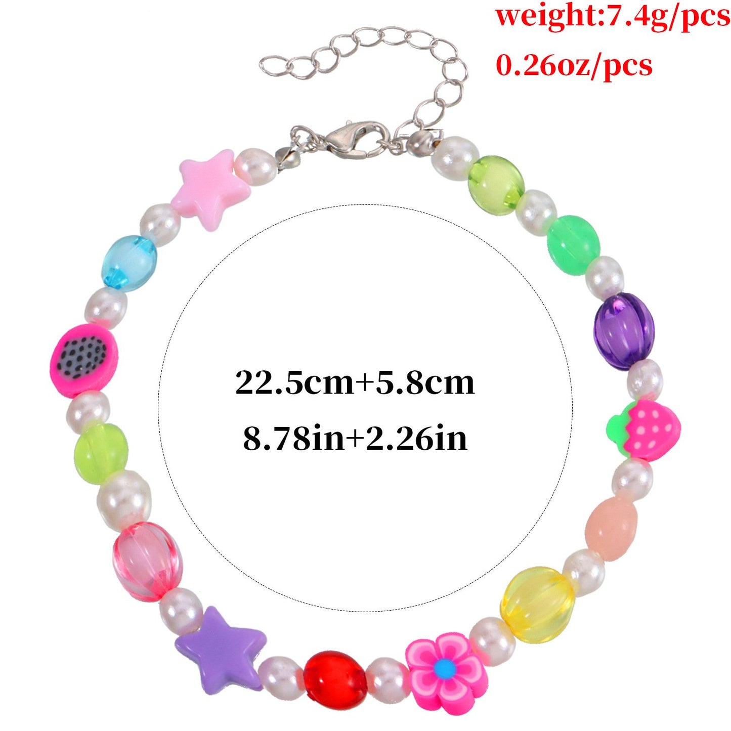 Jewelry Resin Acrylic Five-pointed Star Anklet Female Soft Pottery Flower Pearl Fruit Star Foot Decoration