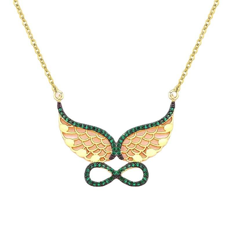 Bohemian Angel Wings Pendant Necklace Women's Retro Hollow Wings 8 Word Jewelry