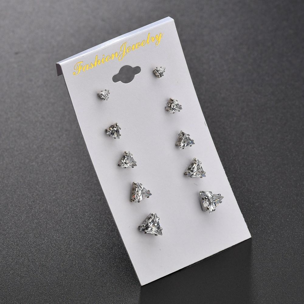 Heart earrings six-claw zircon stud earrings crystal 6 pairs stud earrings gifts