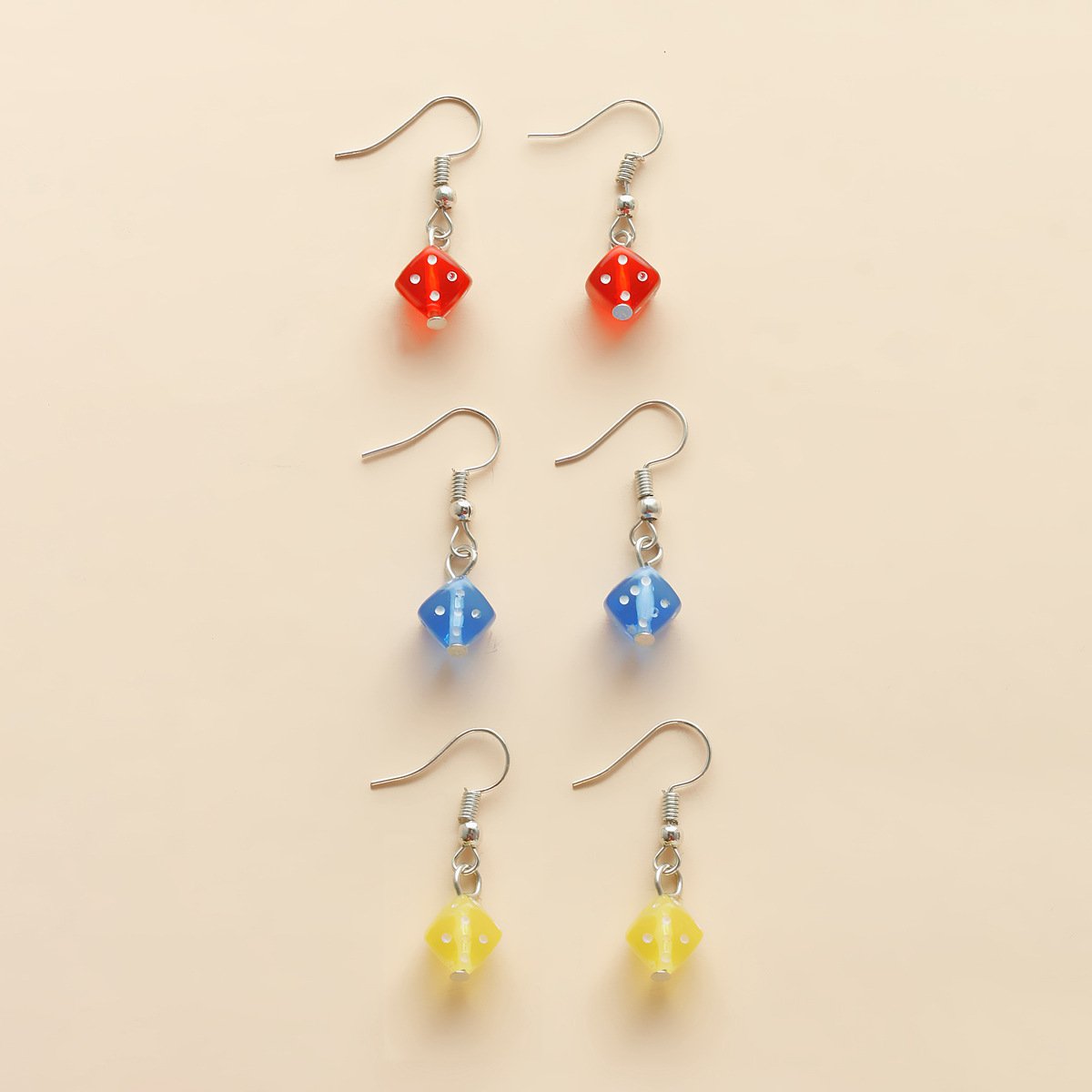 Acrylic earrings personalized creative color three-dimensional dice earrings ins simple earrings