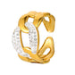 Niche design titanium steel ring micro-studded with diamonds braided open ring vacuum-plated 18K gold jewelry