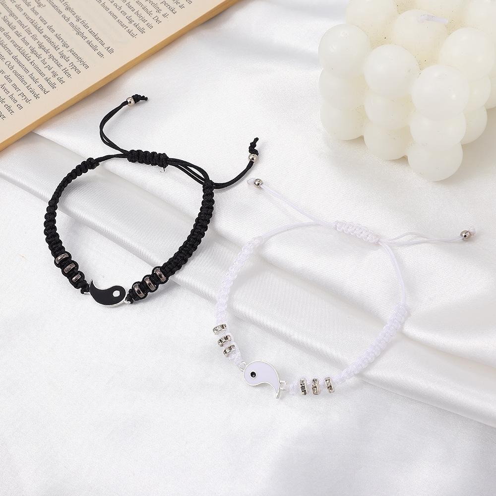 Alloy Yin Yang Tai Chi Bracelet Simple Adjustable Gossip Hand Woven Hand Rope Couple Jewelry