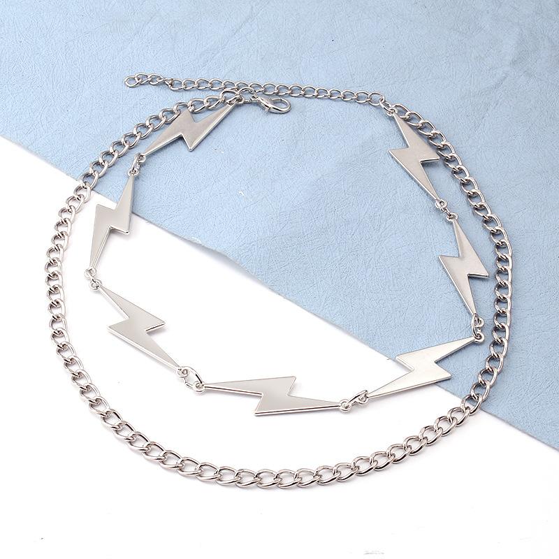 Trendy ins temperament lightning connection necklace niche men and women all-match hip-hop cold collarbone chain