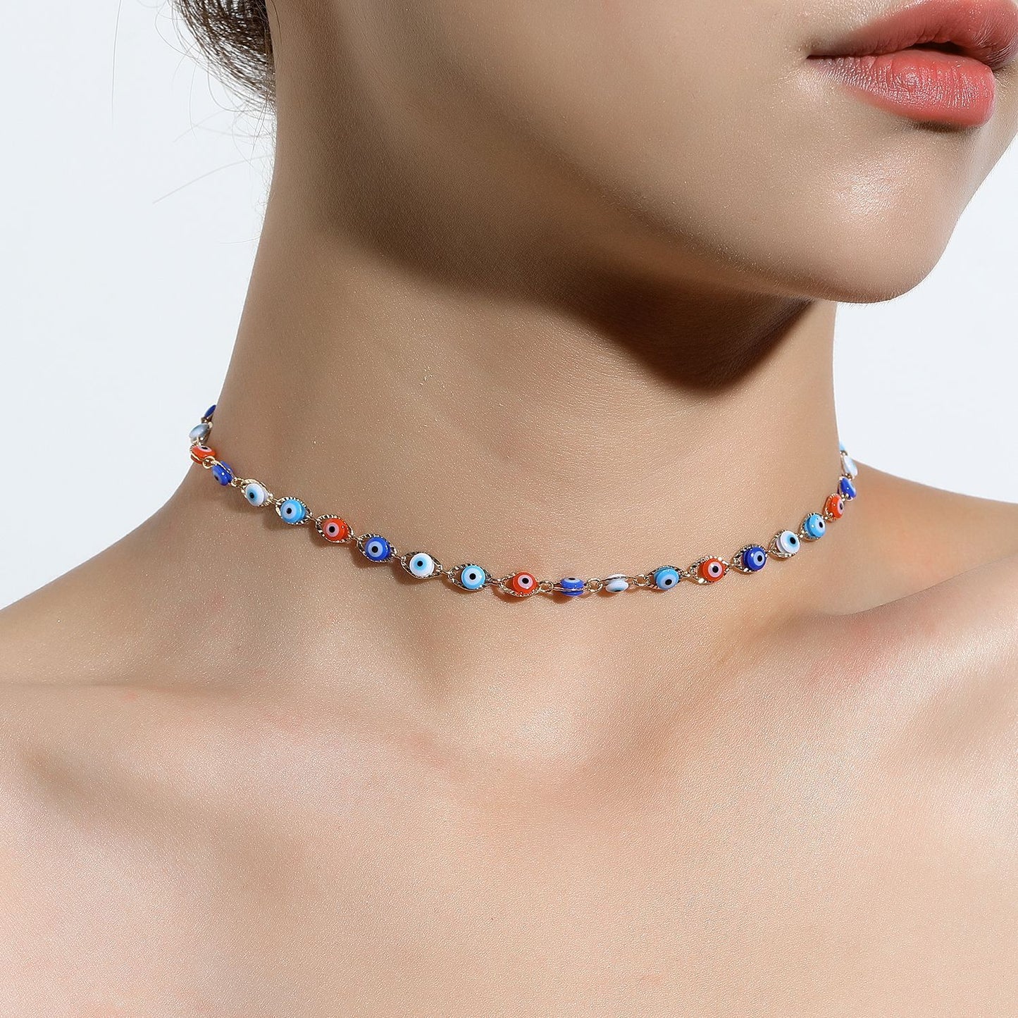 Jewelry Simple Temperament Single Layer Devil's Eye Necklace Women's Fashion Eye Elements Necklace