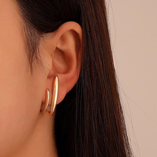 Creative metal geometric earrings female ins personality simple and irregular C-shaped earrings fashion earrings