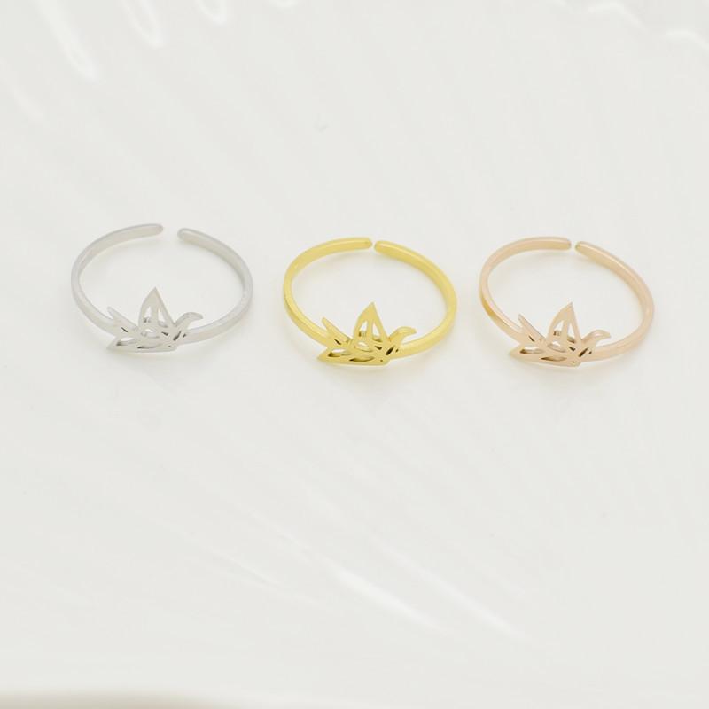 Creative Personality Thousand Paper Crane Ring Female Fashion Simple Peace Dove Ring Small Fresh Jewelry Opening Adjustable