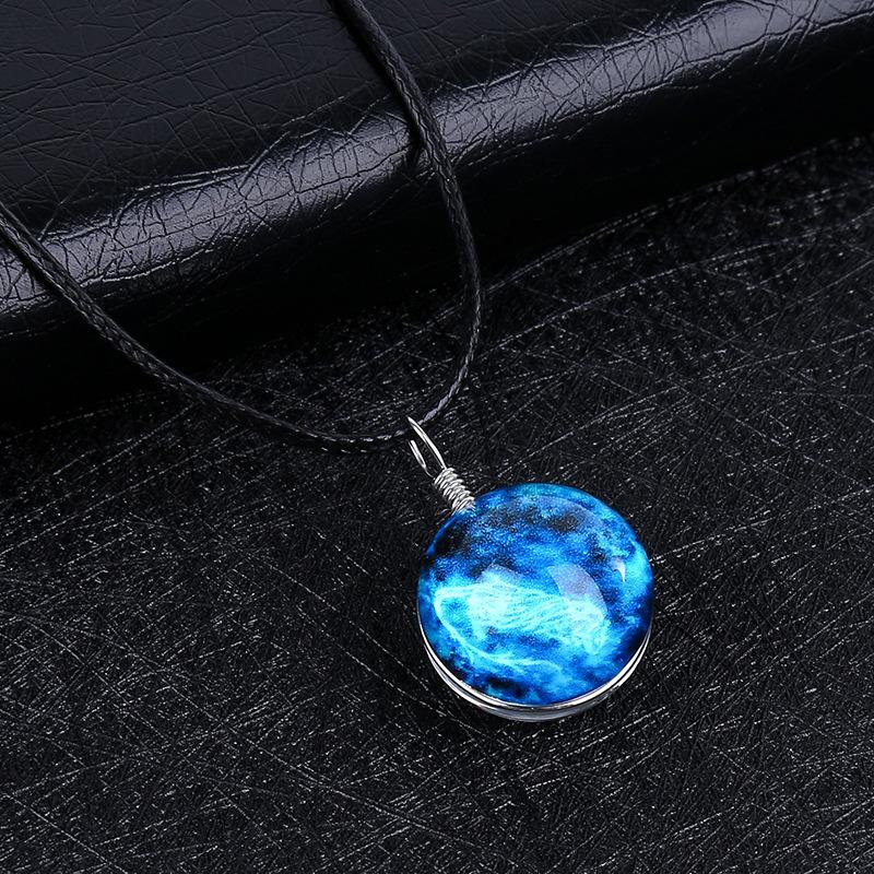 Personalized Zodiac Time Gem Luminous Necklace Dreamy Starry Sky Creative Couple Pendant