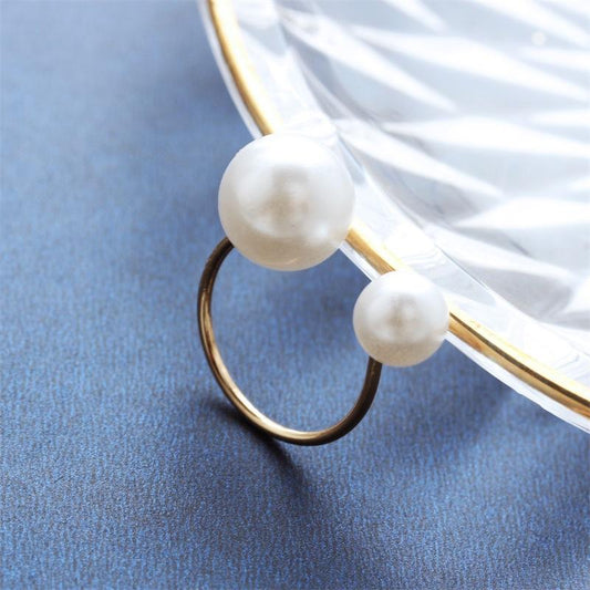 656 Hand Decoration Elegant Lady Style U-Shape Size Pearl Opening Adjustable Ring