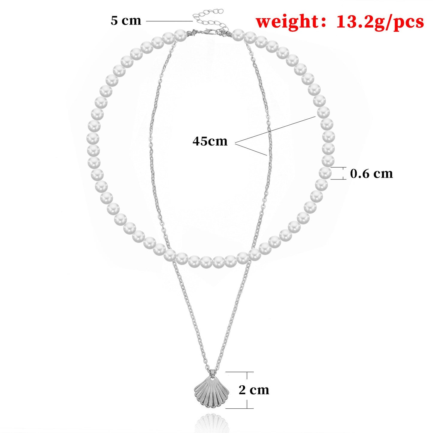 Jewelry Temperament Pearl Scallop Alloy Pendant Necklace Female Fashion Simple Handmade Double Layer Necklace