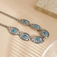 Jewelry Retro Flower Plate Micro-inlaid Turquoise Pendant Necklace Female Personality Punk Ethnic Alloy Necklace