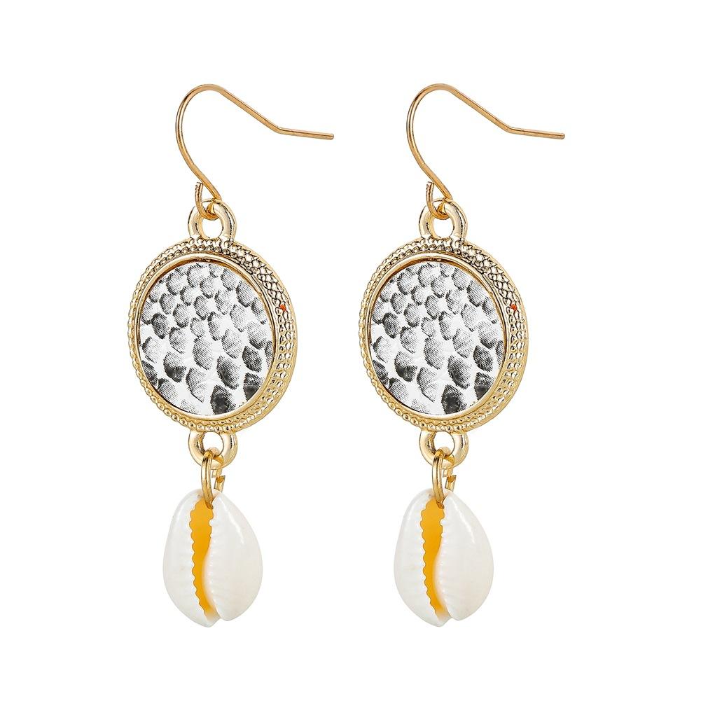 Jewelry Bohemian Colored Fish Scale Round Earrings Fashion Beach Fish Shell Ladies Earrings