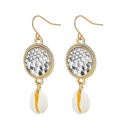 Jewelry Bohemian Colored Fish Scale Round Earrings Fashion Beach Fish Shell Ladies Earrings