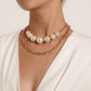 Jewelry diamond-studded large pearl multi-layer necklace female personality retro exaggerated punk chain necklace