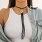 Decorated with retro long flower plate tassel necklace creative woven velvet twist chain choker necklace