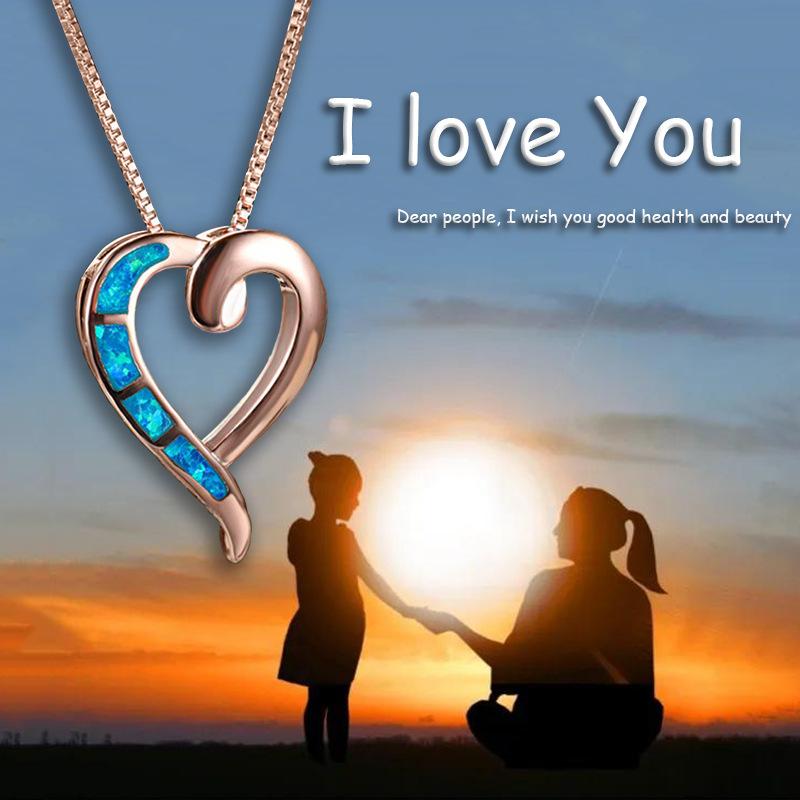 International Station Fashion Ins Opal Simple Love Pendant Necklace Female Head Jewelry