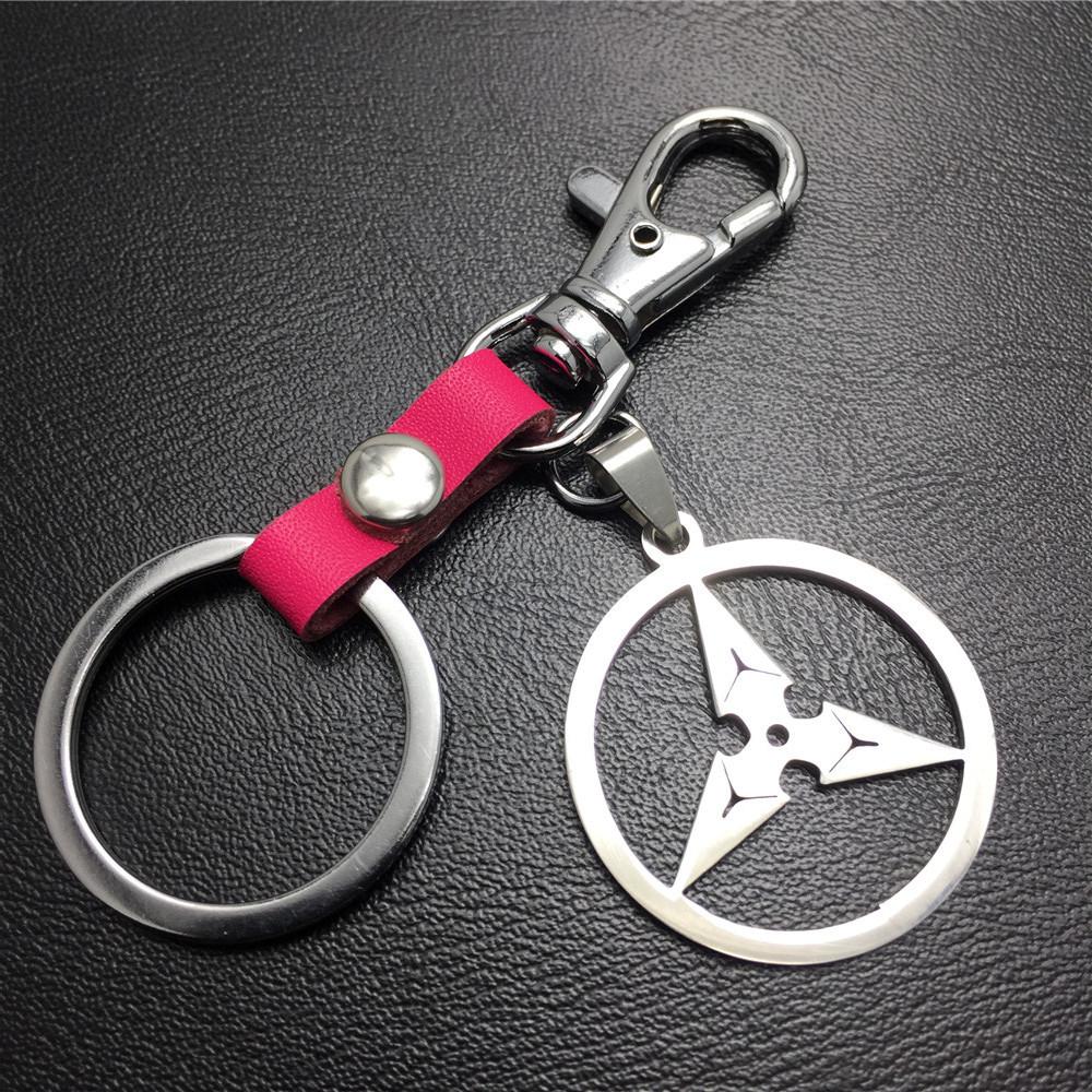 Double Heart Titanium Steel Pendant Leather Keychain Bag Luggage Tag Logo Couple Gift