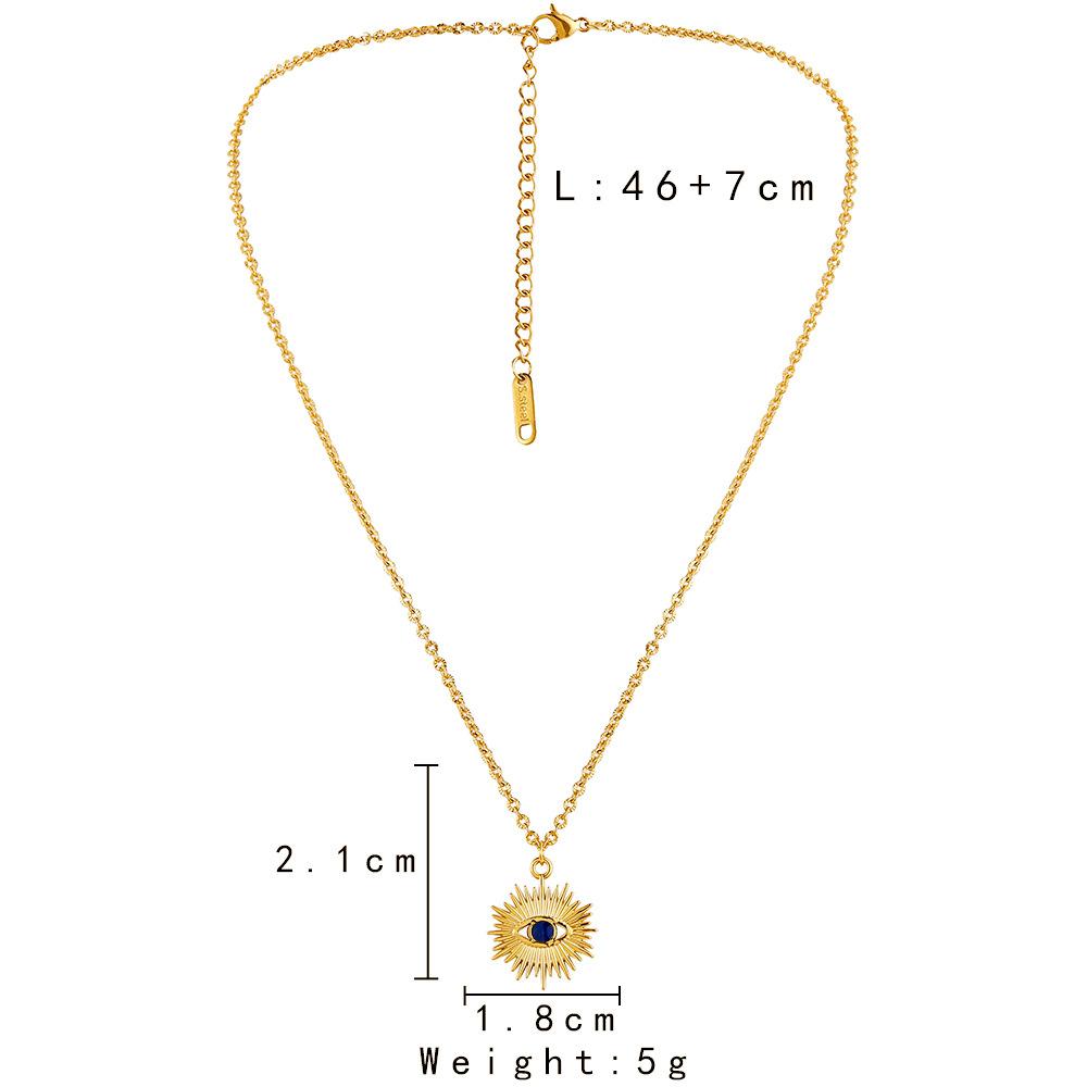 Retro Delicate Independent Design Ladies Fashion Simple Stainless Steel Gold Retro Eyes Sun Choker Necklace