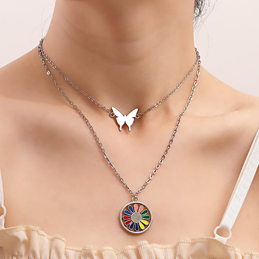 Jewelry ins colorful sun flower butterfly pendant necklace female does not fade