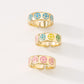ZR15 Simple dripping oil opening ring temperament cute smiling face ring retro sweet fashion jewelry