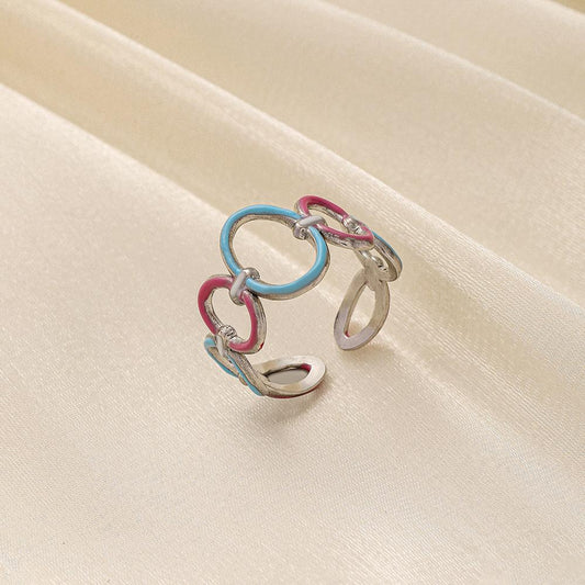 Jewelry fashion light luxury stainless steel dripping oil circle O-shaped open ring