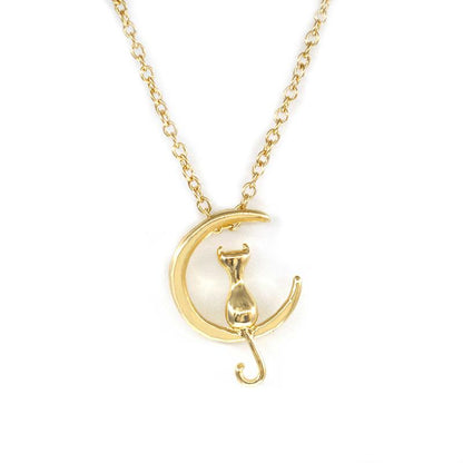 Jewelry Cute Moon Kitten Necklace Female Pendant Clavicle Chain