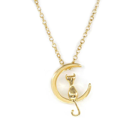 Jewelry Cute Moon Kitten Necklace Female Pendant Clavicle Chain