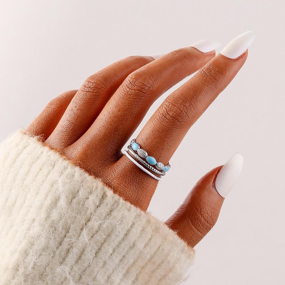 Simple Bohemian Ladies Stainless Steel Opening Adjustable Hollow Shell Drip Oil Ring