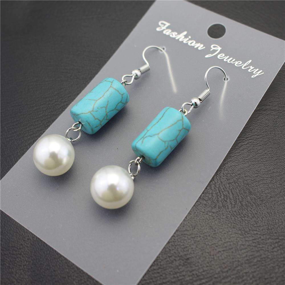 High-gloss imitation pearl earrings natural turquoise earrings star earrings with the same temperament