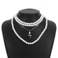 N1475 French light luxury romantic rose necklace imitation pearl stacked with personality temperament lady collarbone necklace