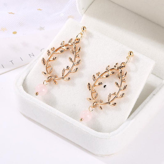 Earrings Fashion Creative Long Wheat Earrings Geometric Hollow Leaf Stud Earrings