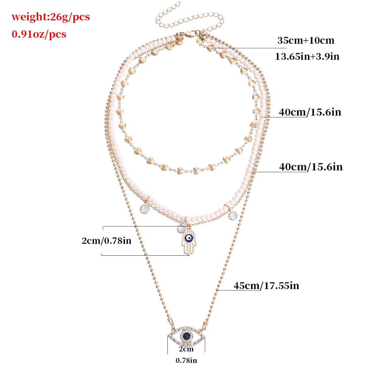 Jewelry Fashion Love Diamond Blue Eyes Necklace Female Ins Trend White Rhinestone Necklace